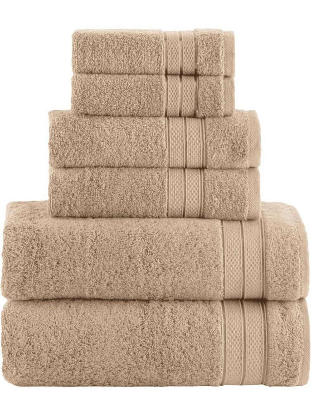 Luxury 6-Piece Soft Turkish Cotton Towel Set - Quick-Drying, Absorbent, Tan